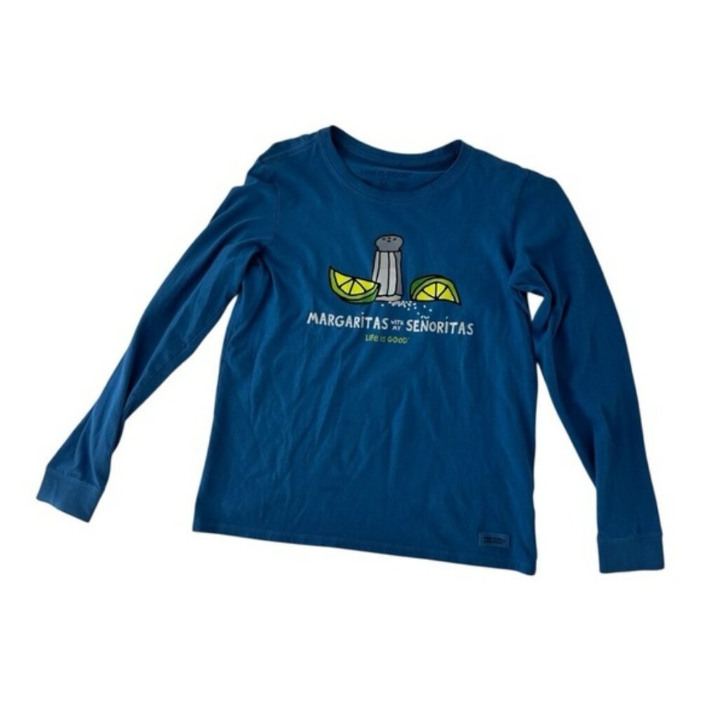 Life Is Good Women's M Long Sleeve Tee Festive Fun Party Vacation Graphic